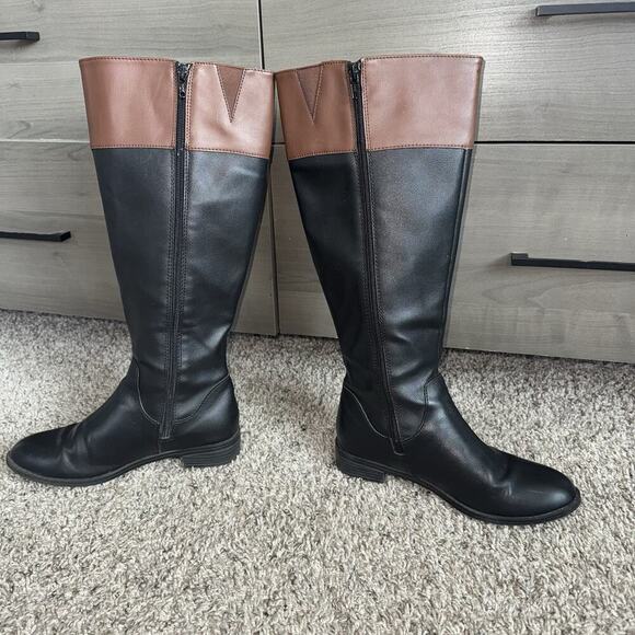 Karen Scott Women's Edenn Buckled Riding Boots, Black Cognac Size 5.5 Gold - Picture 3 of 11